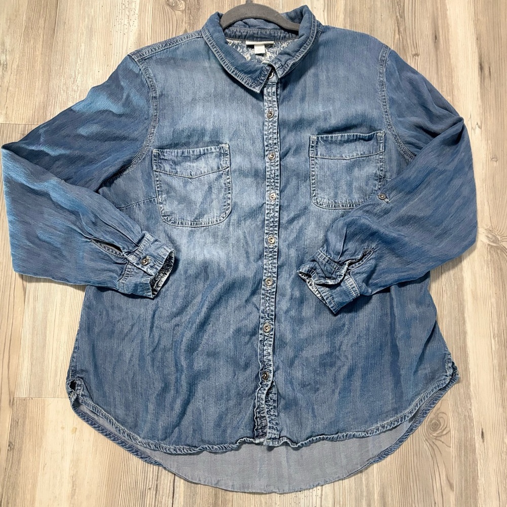 Westport 1962 Chambray Denim Button-Up Shirt – Blue – Womens - Picture 6 of 6